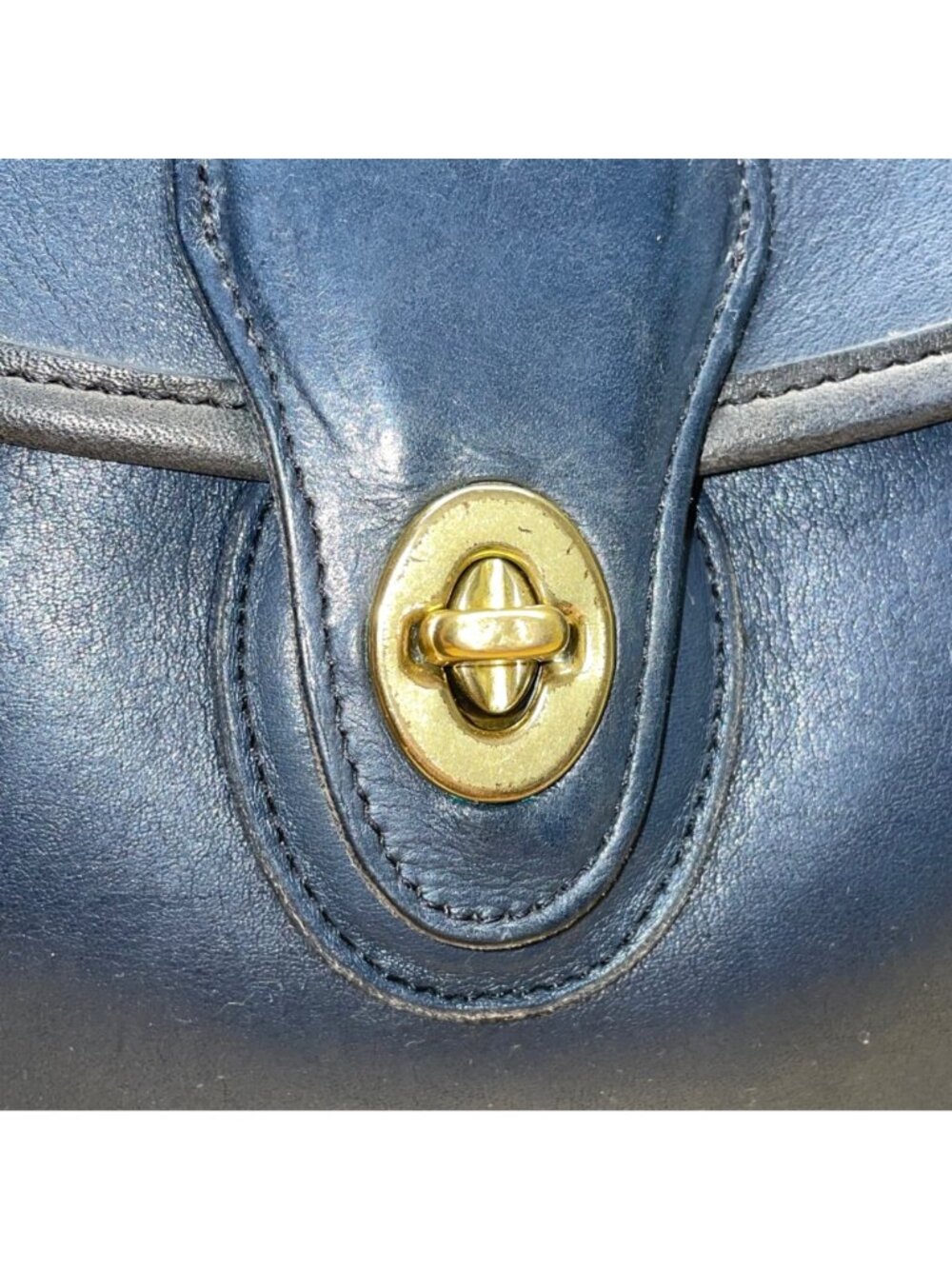 Coach Women’s Navy Leather Turnlock Closure Adjustable Strap Crossbody Bag - Picture 11 of 14